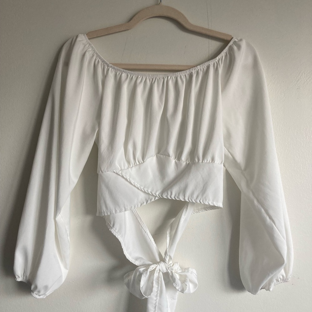 White Cropped Off-The-Shoulder Top